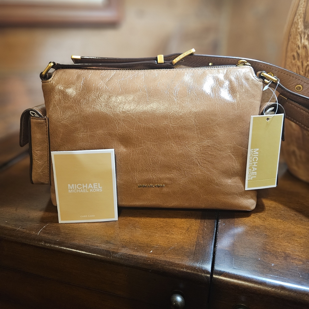 Michael Kors Brown Genuine Leather Luggage Shoulder Bag - Picture 10 of 13